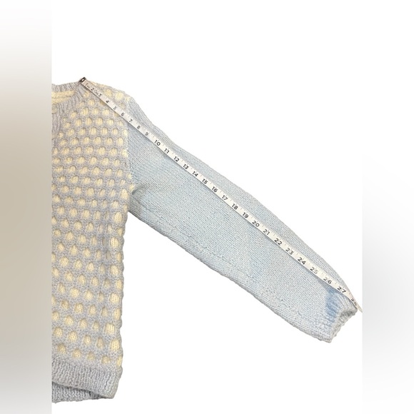 Unbranded Handmade Blue & Cream Knitted Long Sleeve Cardigan Small Women’s EUC - Picture 4 of 9